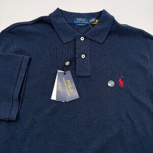 NWT Polo Ralph Lauren Men’s XL Classic Fit Blue Heather Pony Mesh Polo Shirt